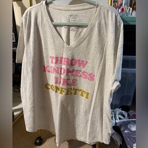 Mighty Fine Women's Tee - Cream with Pink and Gold Print